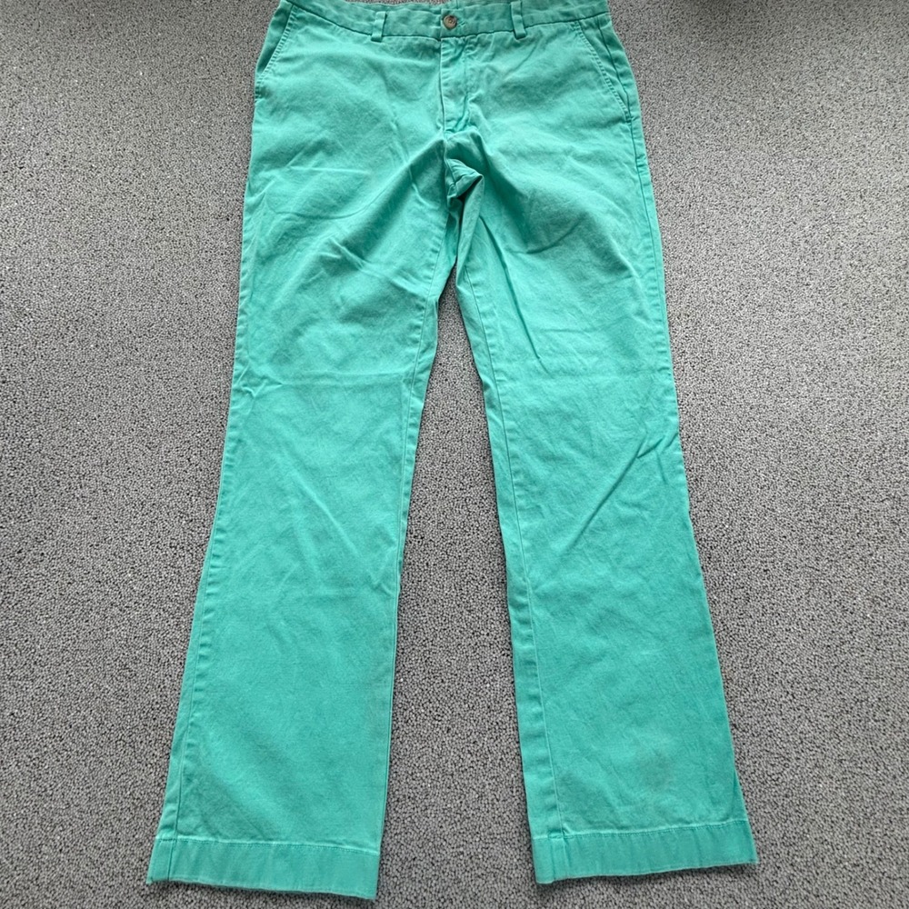 Vineyard Vines Breaker Pant Mens 34x32 Green Stretch Cotton Preppy Coastal